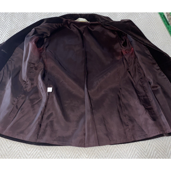 Vintage Size 14 Koret of California Jacket Brown Velvet 2 Button Blazer 70s - Picture 6 of 7